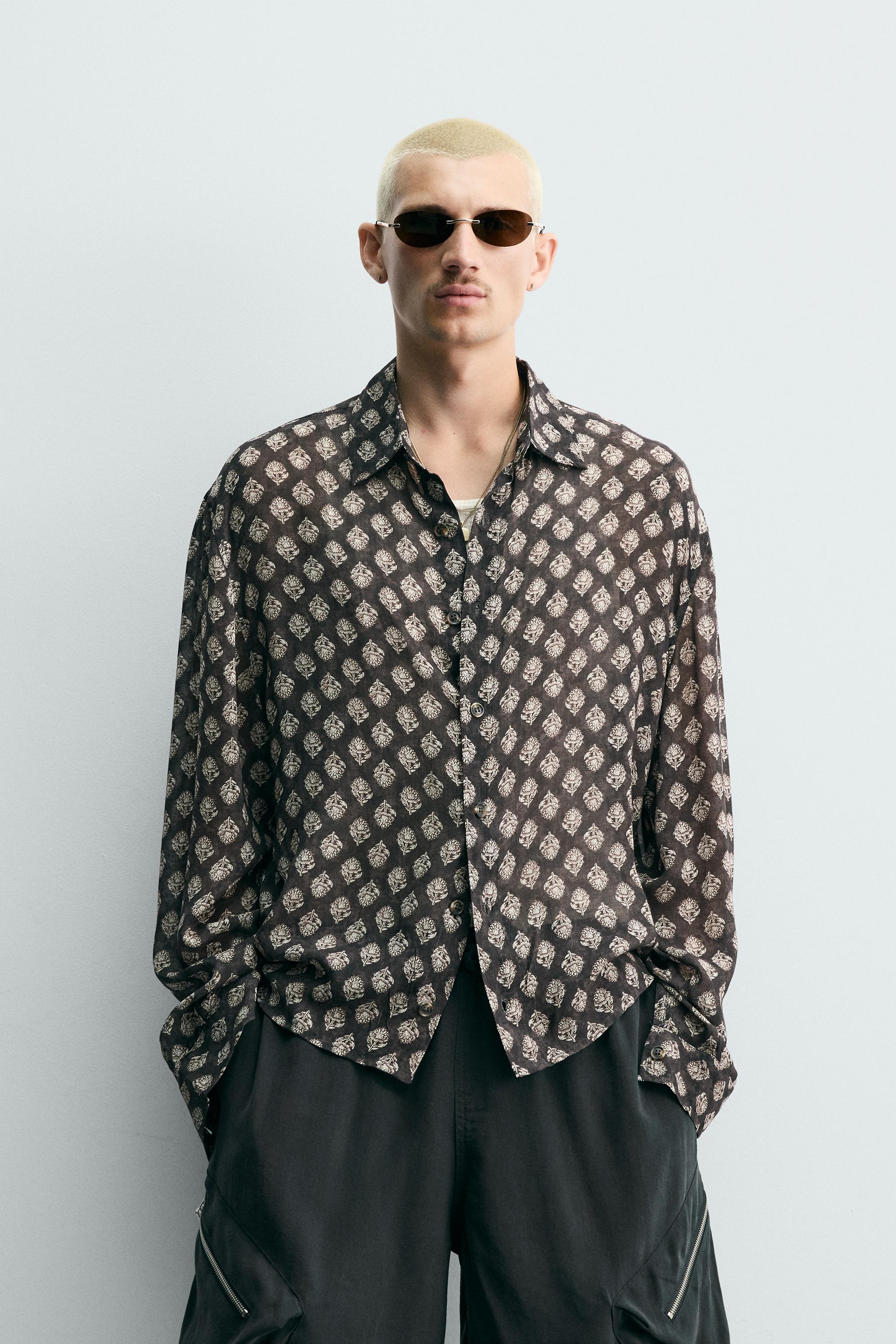 GEOMETRIC PRINT FLOWY SHIRT